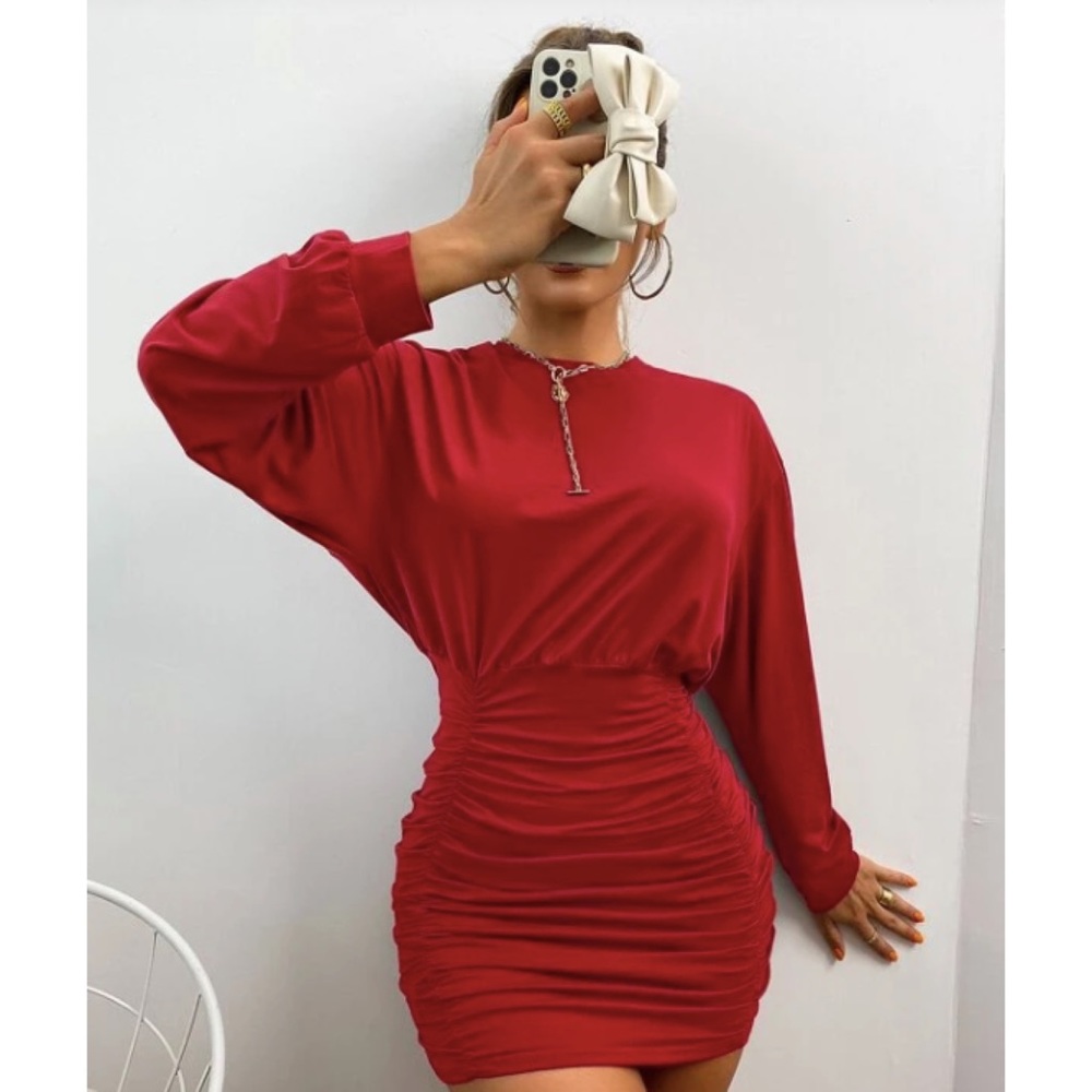 Red Ruched Dress